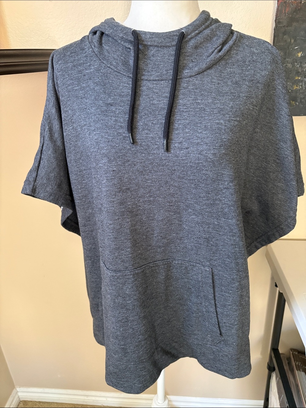Champion Women's Heather Charcoal Poncho Hoodie-Size M